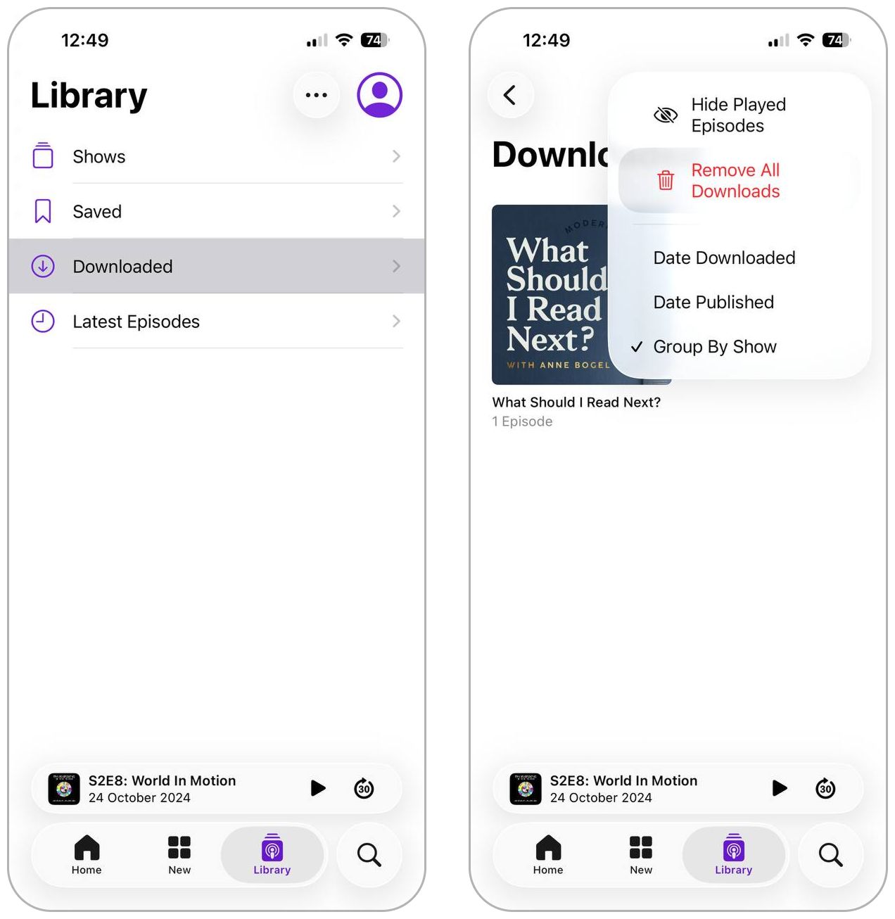 Remove offline downloads from streaming app