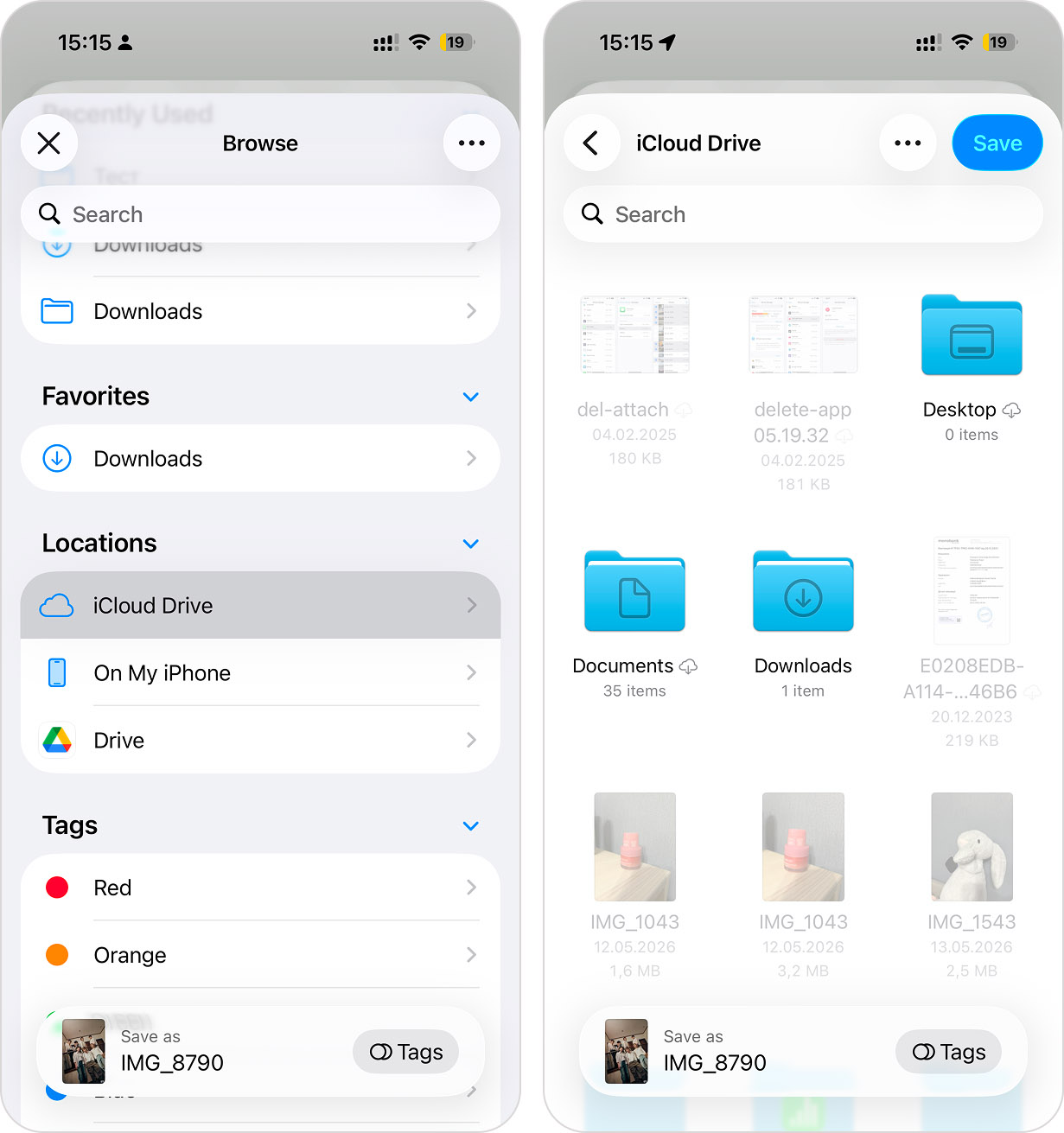 Save file to iCloud Drive