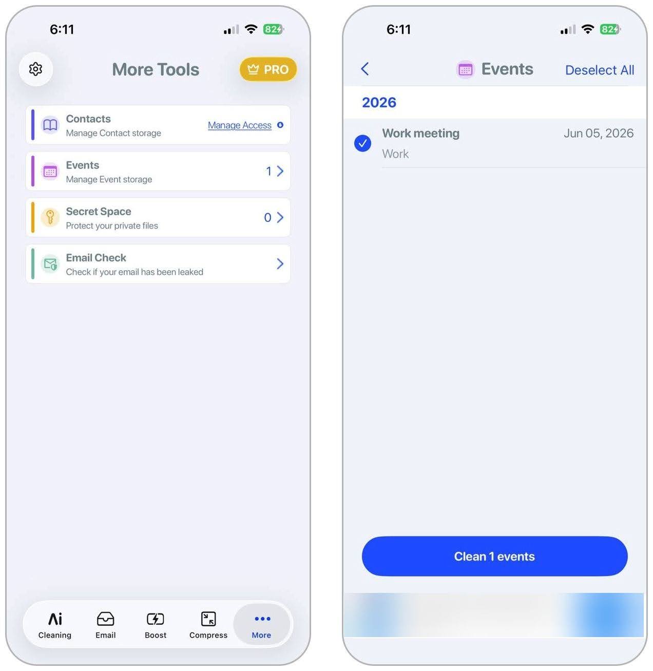 Viewing AI Cleaner on iPhone.