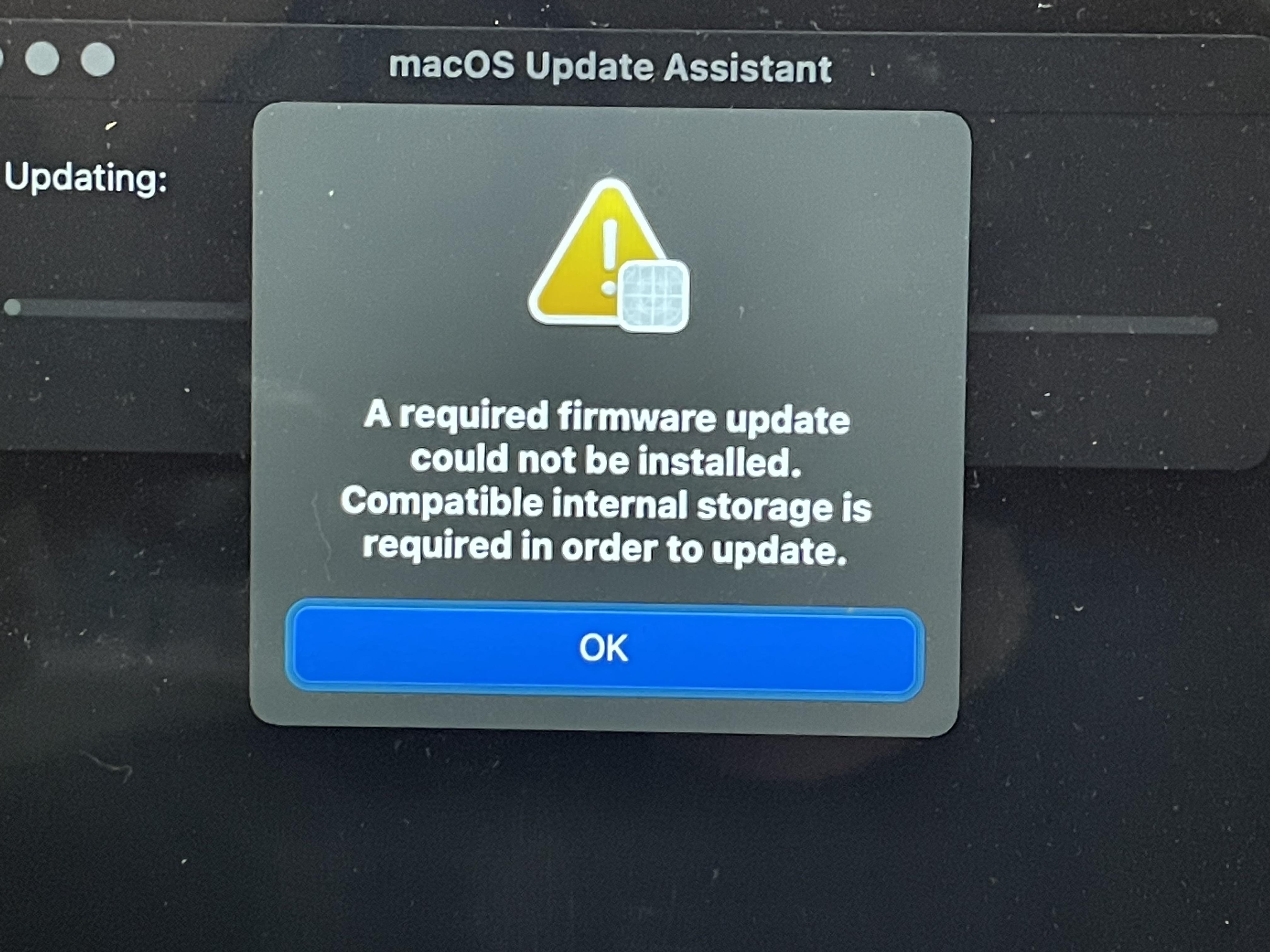 При установке произошла ошибка Mac os. Телефон требует обновления