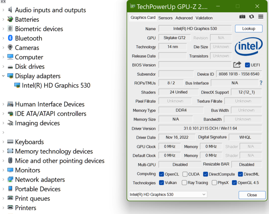 Sabotender's Device Manager and GPUz iGPU Proof - HD530 GGraphics.png
